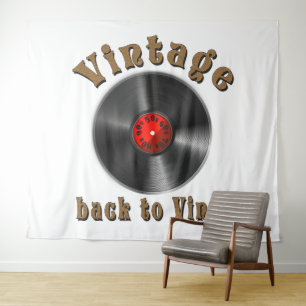 Vintage Back to Vinyl Record Art Tapestry