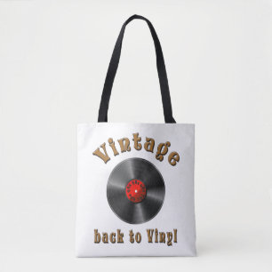 Vintage Back to Vinyl Record Art Tote Bag