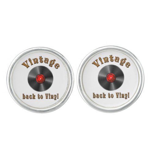 Vintage _ Back to Vinyl the record is back Cufflinks