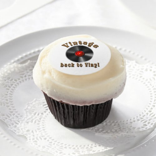 Vintage _ Back to Vinyl the record is back Edible Frosting Rounds