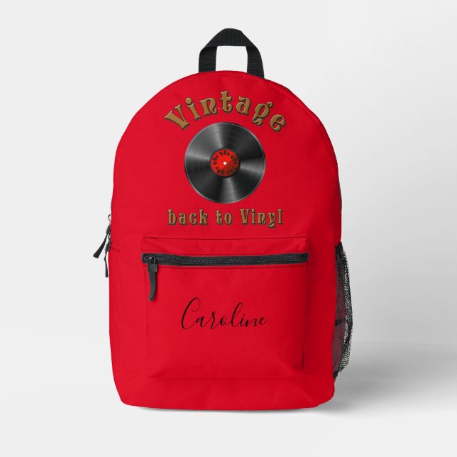 Vintage - Back to Vinyl, the record is back, Oldie Printed Backpack (Front)
