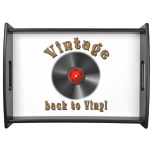 Vintage - Back to Vinyl, the record is back Serving Tray