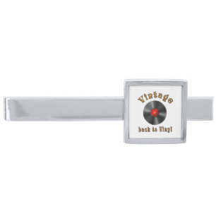 Vintage - Back to Vinyl, the record is back Silver Finish Tie Bar