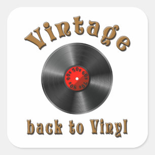 Vintage - Back to Vinyl, the record is back Square Sticker