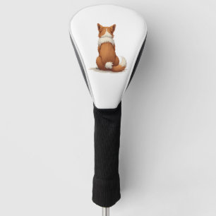 Vintage Back View Dog Illustration on White Backgr Golf Head Cover