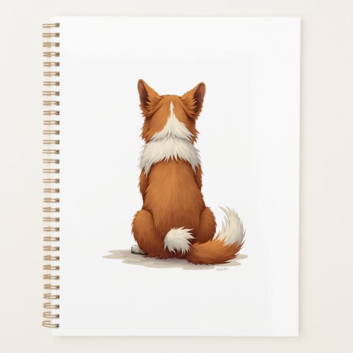 Vintage Back View Dog Illustration on White Backgr Planner