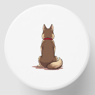 Vintage Back View Husky Dog Illustration Brown Whi Mini Candle Favors
