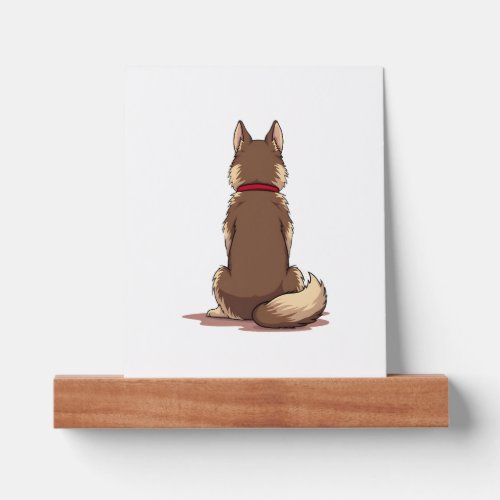 Vintage Back View Husky Dog Illustration Brown Whi Picture Ledge