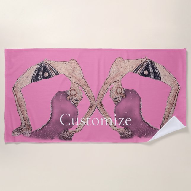 Vintage Backbend Yoga Pose Thunder_Cove Beach Towel (Front)