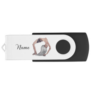 Vintage Backbend Yoga Pose Thunder_Cove Flash Drive
