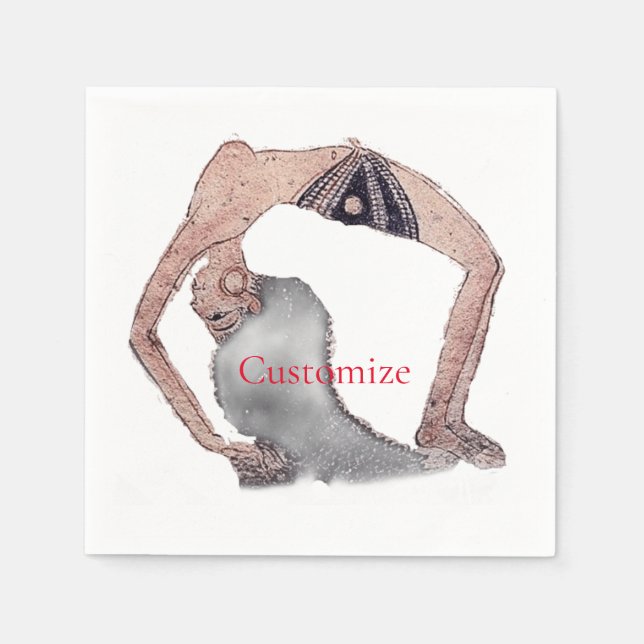 Vintage Backbend Yoga Pose Thunder_Cove Napkins (Front)