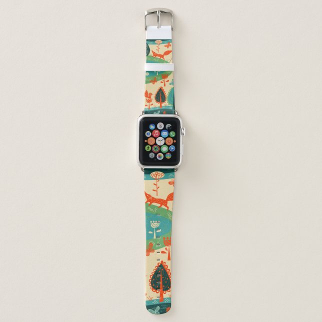 Vintage background and beasts apple watch band (Front)