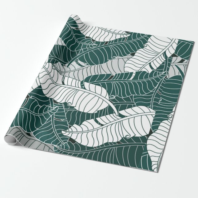 vintage background leaves pattern design illustrat wrapping paper (Unrolled)