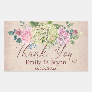 Vintage Background Rose Spray Wedding Thank You Cl Rectangular Sticker