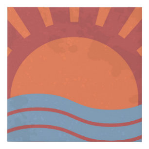 Vintage background with sea and sun. Summer retro Faux Canvas Print