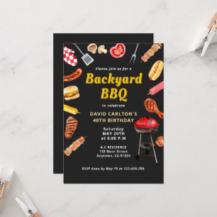 Vintage Backyard BBQ Barbecue Birthday Party Invitation