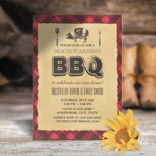 Vintage Backyard BBQ Housewarming Party Invitation
