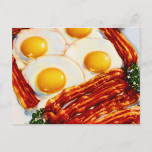 Vintage Bacon and Eggs Bacon Strips Sunny Side Up Postcard