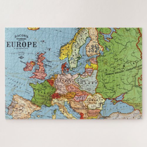 Vintage Bacons Europe Map Jigsaw Puzzle