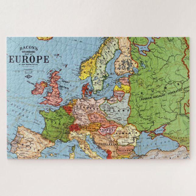 Vintage Bacon's Europe Map Jigsaw Puzzle (Horizontal)