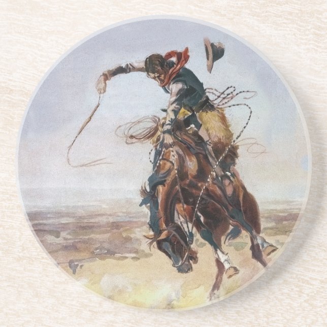 Vintage Bad Hoss, Charles M. Russel Sandstone Coaster (Front)