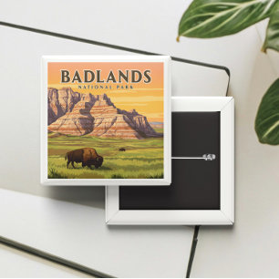 Vintage Badlands National Park Button