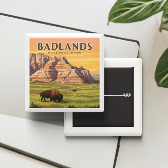 Vintage Badlands National Park Button (Creator Uploaded)