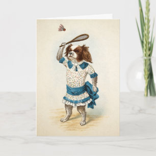 Vintage Badminton Dog Christmas Card