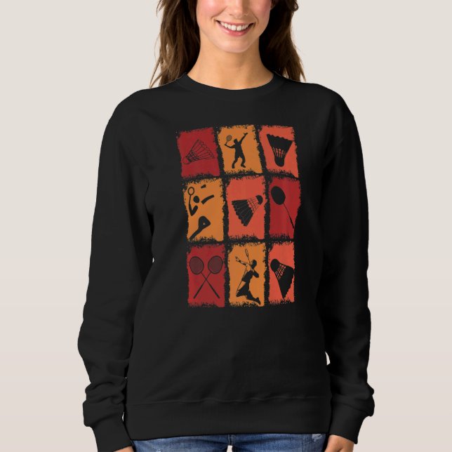 Vintage Badminton Player Badminton Sweatshirt (Front)