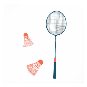 Vintage Badminton Print - Racquet and Birdies Art
