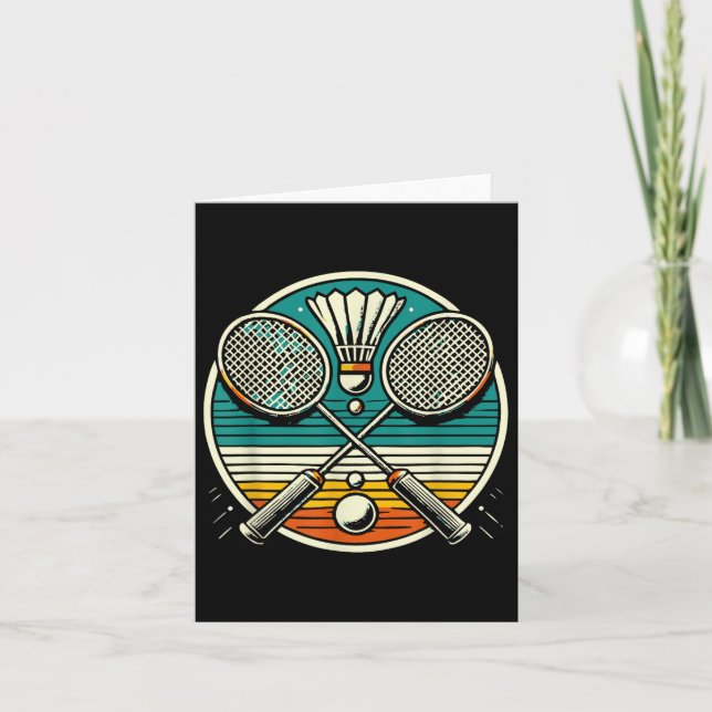 Vintage Badminton Rackets Shuttle Crossed Rackets  Card (Front)