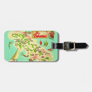 Vintage Bahama Islands Map Luggage Tag