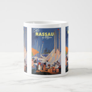 Vintage Bahamas Travel Art, Fly Nassau by Clipper Giant Coffee Mug