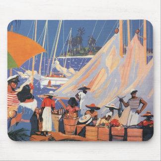 Vintage Bahamas Travel Art, Fly Nassau by Clipper Mouse Pad