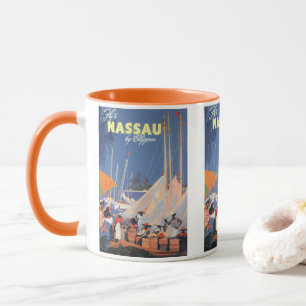 Vintage Bahamas Travel Art, Fly Nassau by Clipper Mug