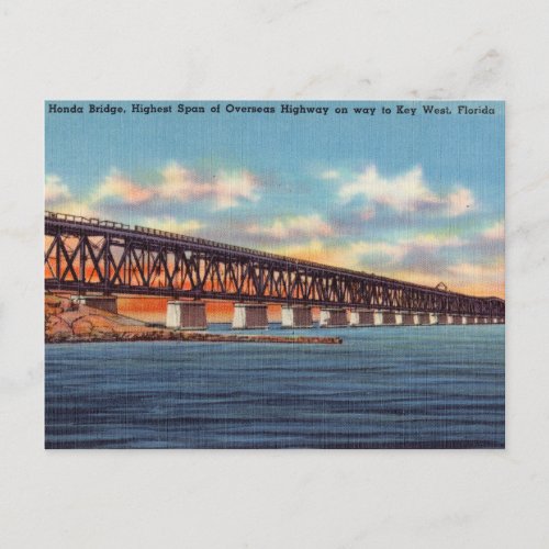Vintage Bahia Honda Bridge Key West Florida Postcard