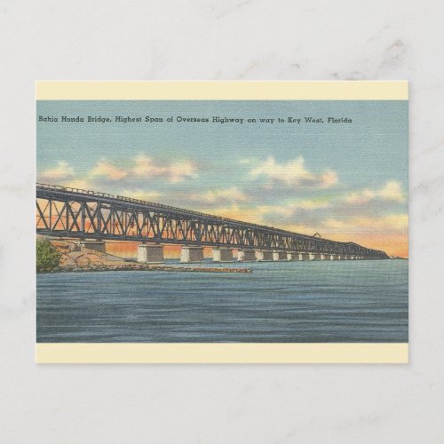 Vintage Bahia Honda Bridge Key West Postcard