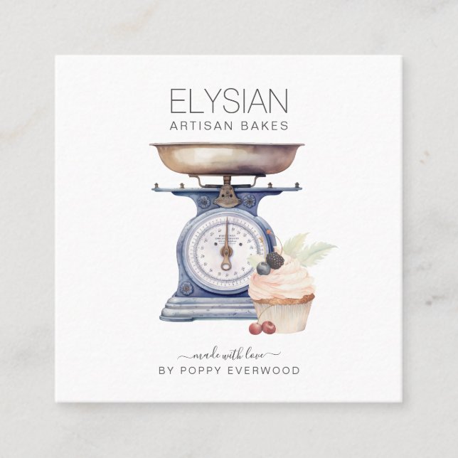 Vintage Baker Bakery Pastry Chef  Square Business Card (Front)