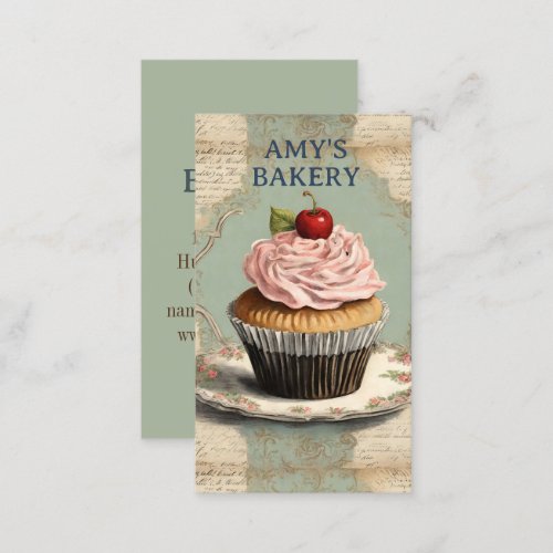 Vintage Baker Pastry Chef Cake Bakery Cupcake Business Card