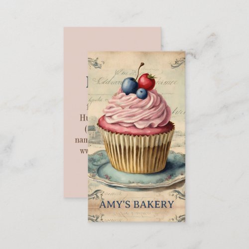 Vintage Baker Pastry Chef Cake Bakery Cupcake Business Card