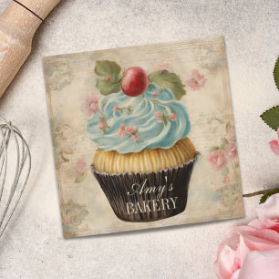 Vintage Baker Pastry Chef Cake Bakery Cupcake Square Business Card