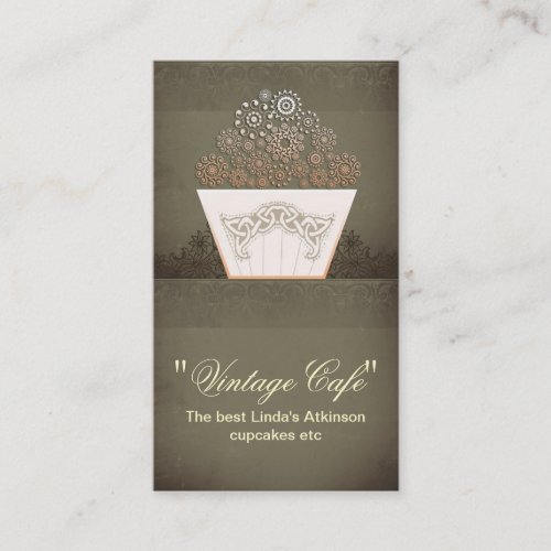vintage bakery cafe cupcake business card