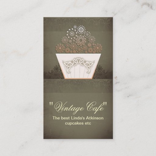 Customizable vintage bakery cafe cupcake business card