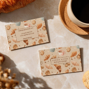 Vintage Bakery Croissant Cookie Coffee Food Business Card