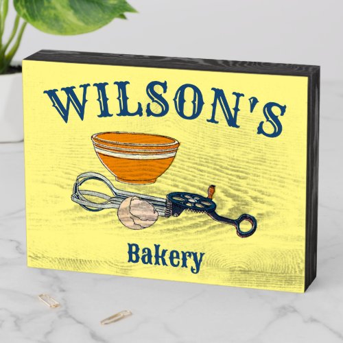 Vintage Bakery Kitchen Template Wooden Box Sign
