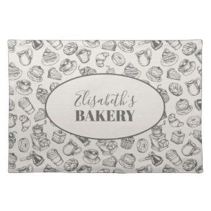 Vintage bakery pattern personalized name cloth placemat