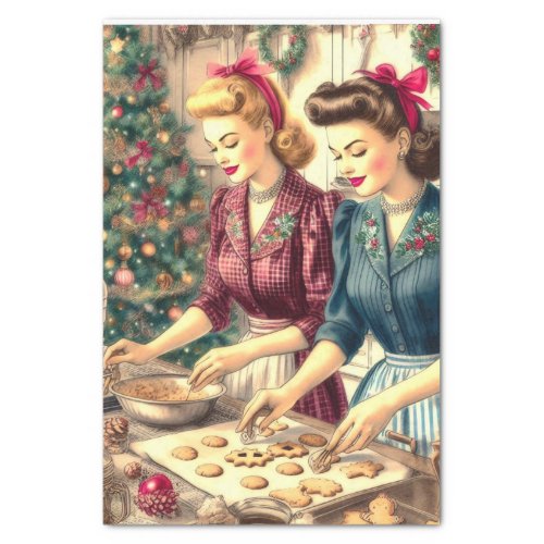 Vintage Baking Cookies Christmas Ladies  Tissue Paper