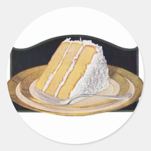 Vintage Baking Food Coconut Cream Cake Classic Round Sticker