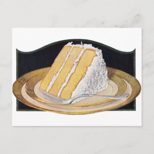 Vintage Baking Food Coconut Cream Cake Postcard