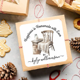 Vintage Baking Happiness is homemade Square Sticker